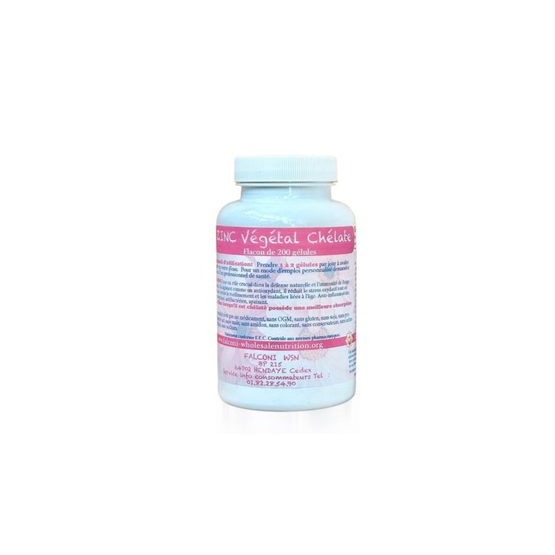 ZINC VEGETAL PLUS 200 GELULES pour l'immunité, la cicatrisation et son effet antioxydant